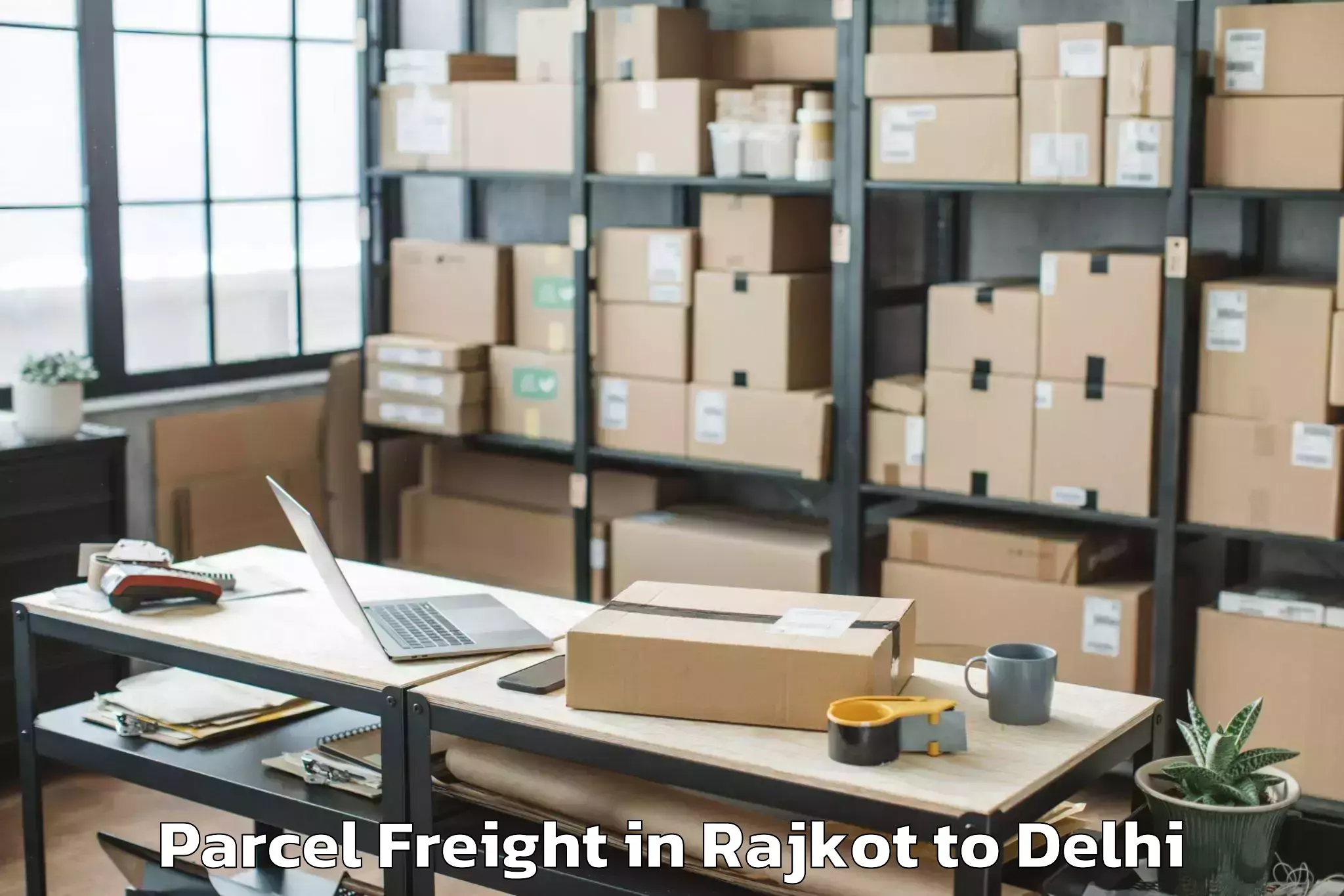 Leading Rajkot to Unity One Mall Cbd Shahdara Parcel Freight Provider